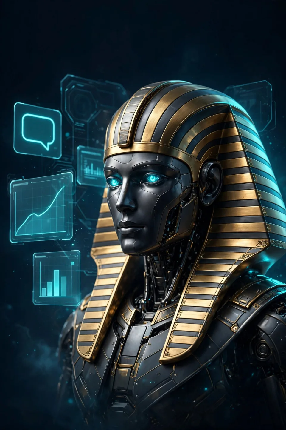 KMT – فرعون آلي مزود بشاشات دردشة ورسوم بيانية ثلاثية الأبعاد